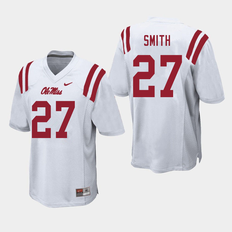 Men #27 Dallas Smith Ole Miss Rebels College Football Jerseys Sale-White